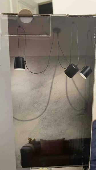 Люстра подвесная 3 плафона, черная, стиль лофт / минимализм