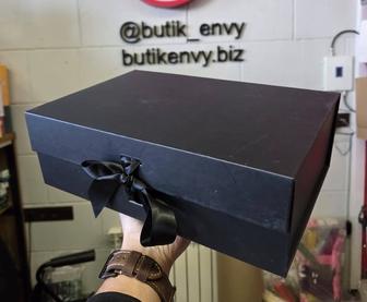 Черная Подарочная Магнитная Коробка. Коробочка. Упаковка для подарка.