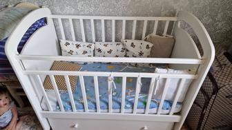 манеж с ортопедическим матрасом и подушками