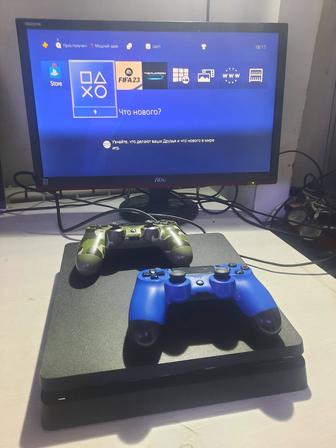 Playstation 4 Slim 1000 gb Игры Фифа23 2 джойстик