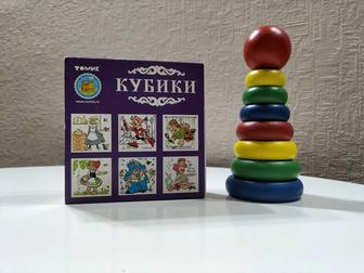 Игрушки детские 3 плюс Пирамида деревянная