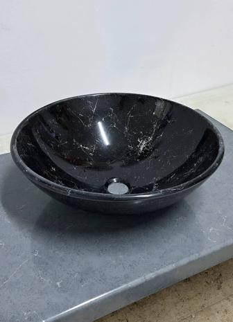 Круглая накладная раковина HS-410 из искусственного мрамора.