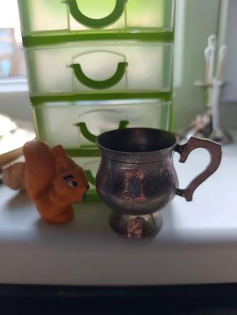 Кружечка мельхиор редкий винтаж ретро антураж