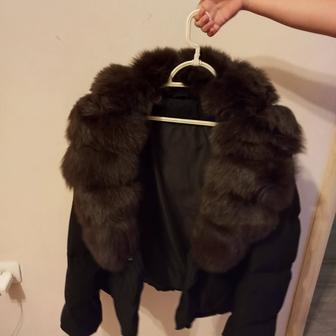 Куртка женская зимняя с мехом чернобурки