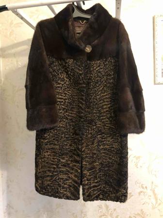 Шуба женская, размер 46, норка с каракулем. Турция