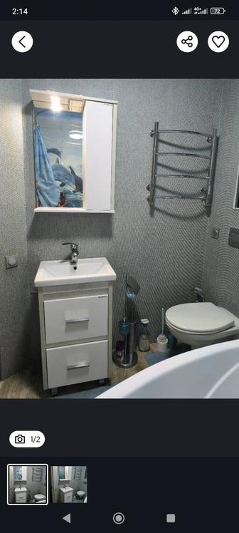 Тумба с раковиной и зеркалом