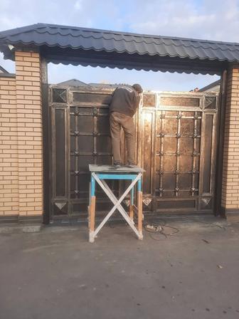 Безвоздушная покраска заборов, ворот, решеток, дверей, здании