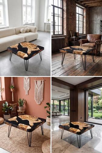 Эксклюзивный журнальный стол из карагача и смолы