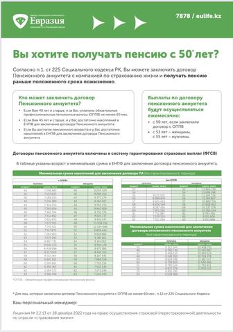 Расчет будущей пенсии / Пенсионный аннуитет с 50-55 лет