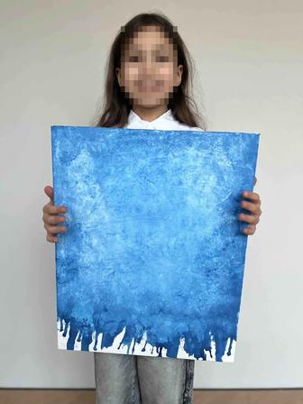 Абстрактная картина акрилом Лед, холст 50х40 см, ручная работа