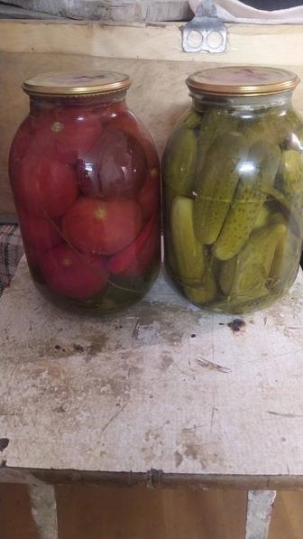 Соленые огурцы и помидоры