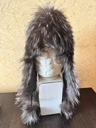 Женская шапка ушанка из чернобурки