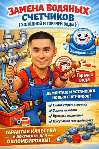 Установка счетчиков воды,замена