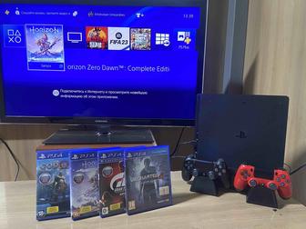 PS 4 slim 1ТБ 2 джойстика и более 10 игр