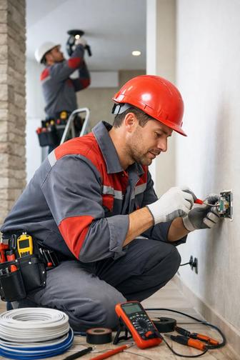 Электрик Астана, Электромонтажные работы. Установка розеток, светильников!