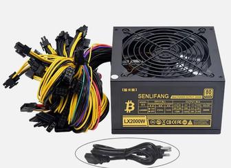 Блок питания 2000W 80plus, 24pin, cpu 8pin, gpu 8pin X16, sata x8, molex x8