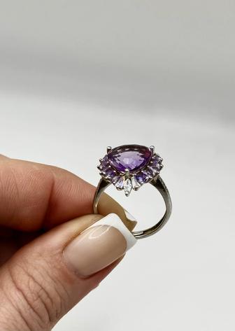 Кольцо аметист серебро