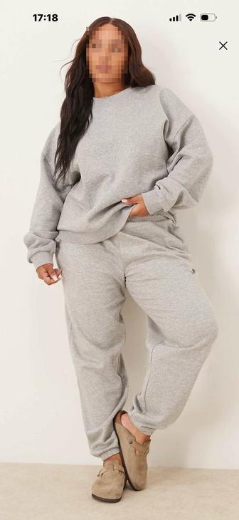 Комфортный серый спортивный костюм оверсайз (свитшот джоггеры).