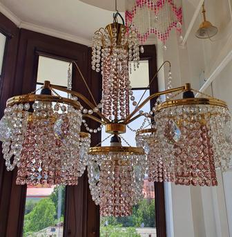Люстра хрустальная винтажная Чехия