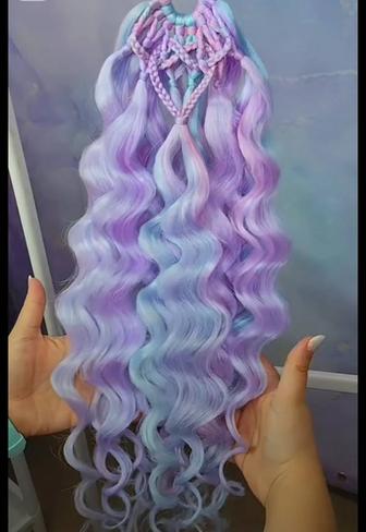 Афрорезинки с канекалоном 65 см, ручная работа