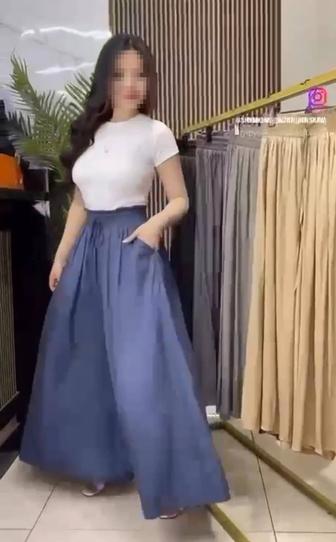 Женские брюки-юбка из легкой , 100% натуральной ткани.