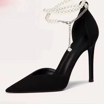 Женские черные туфли на каблуке