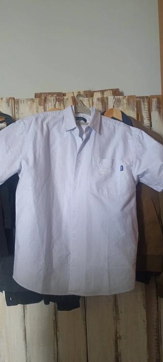 РУБАШКА QR, qazaq republic, SS STRIPED СИНЕ-БЕЛАЯ