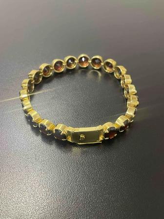 Браслет золотой с гранатами 585 пробы. Желтое золото.