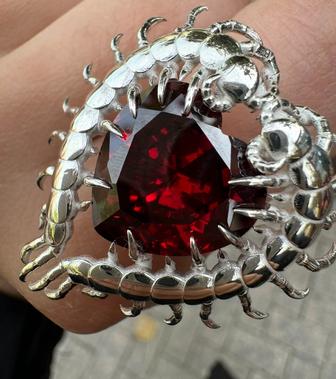 Кольцо сколопендра (серебро 925 проба и фианит)