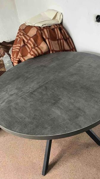 Стол RONDO-110, круглый раздвижной 110(145), дымчатая керамика/черный,