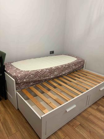 Кровать трансформер IKEA BRIMNES 80160200 с матрасом, 2 ящика