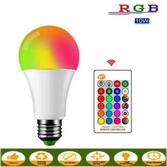 Светодиодная цветная RGBW лампа 10W с пультом