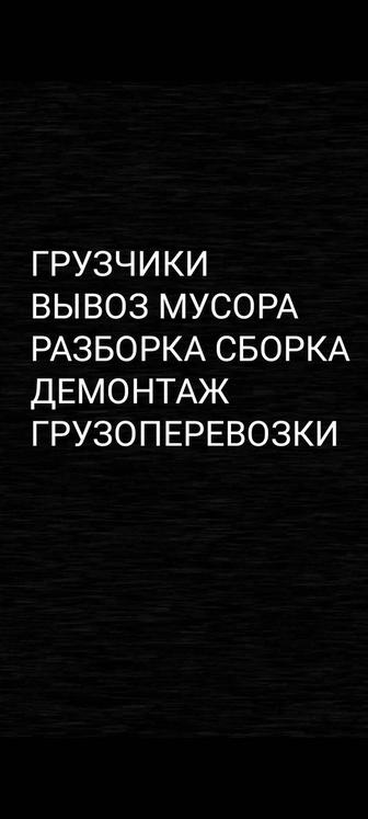 Услуги грузчиков Грузчики грузоперевозки разборка сборка мебели вывоз мусор