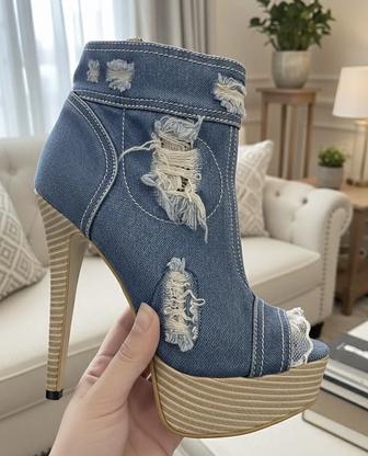 Джинсовые ботильоны Gianmarco Lorenzi на шпильке