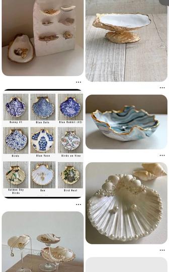 Ракушки гребешка и ракушки устриц для творчества и свечей