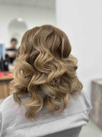 Укладки, локоны, вечерние причёски, Макия в 4 руки