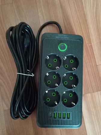 Продам новые сетевые фильтры 6 розеток, 5 метров с входами USB, Type C