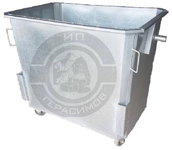 Оцинкованный евроконтейнер 1,1 куб. (без крышки, с колесами)