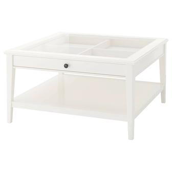 Журнальный стол, белый/стекло 9393 см IKEA LIATORP ЛИАТОРП