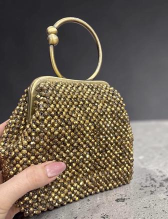 Женская сумочка из бусин и чешского хрусталя, ручная работа