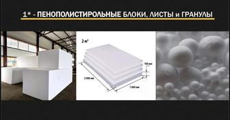 Производство пенополаста (пенополистирола), блоки листы гранулы