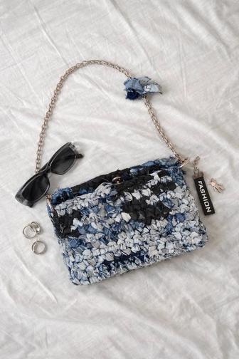 Сумка ручной работы, джинсовая, на цепочке