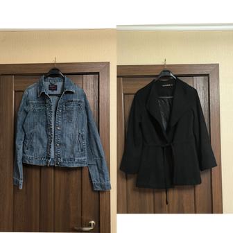 Женский пиджак, джинсовая куртка