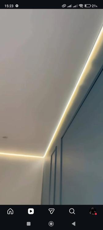 Натяжные потолки без запаха и без швов, треки споты парящие потолки,теневые