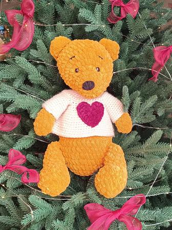 Вязаный плюшевый мишка ручной работы (подарок)