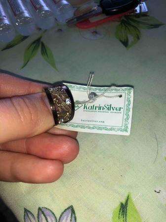 Кольцо серебро с элементами золота