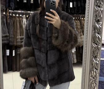 Норковая шуба, соболь рукава