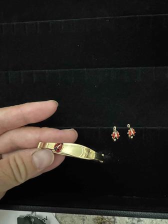 Детский браслет с сережкой комплект 585 Турция