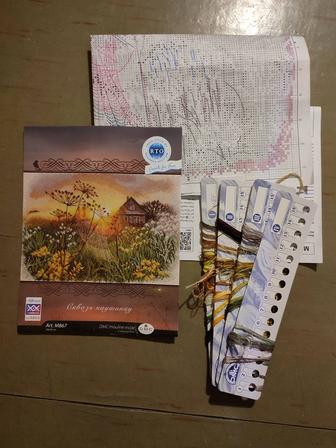 Схема вышивки с остатками ниток.