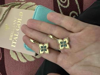 Серьги, желтое золото, Italy 585 проба